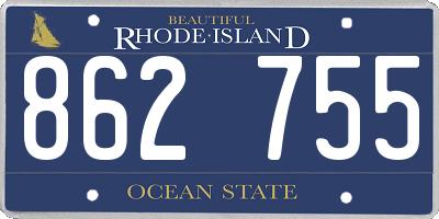 RI license plate 862755