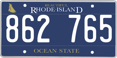 RI license plate 862765