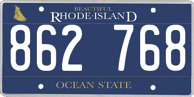 RI license plate 862768