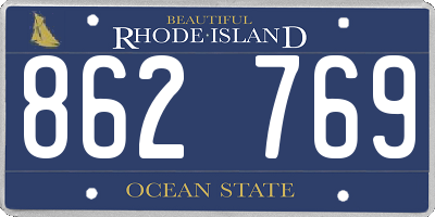 RI license plate 862769
