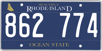 RI license plate 862774