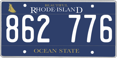RI license plate 862776
