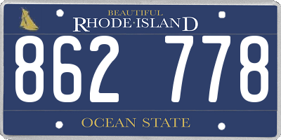 RI license plate 862778