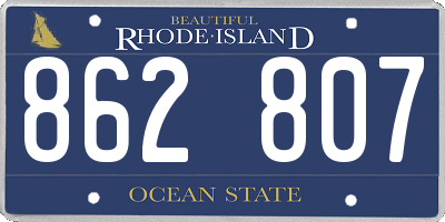RI license plate 862807