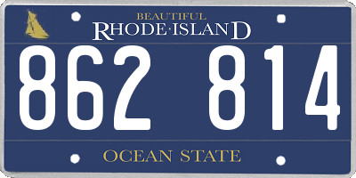 RI license plate 862814