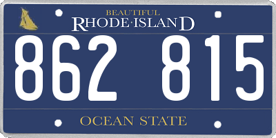 RI license plate 862815