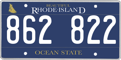 RI license plate 862822