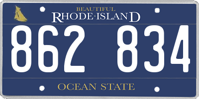 RI license plate 862834