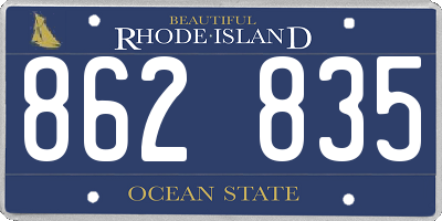 RI license plate 862835