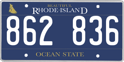 RI license plate 862836