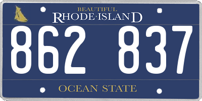 RI license plate 862837