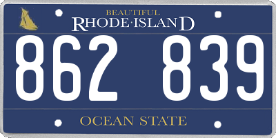 RI license plate 862839