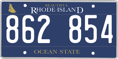 RI license plate 862854