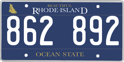 RI license plate 862892