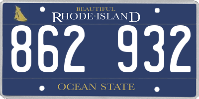 RI license plate 862932