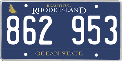 RI license plate 862953