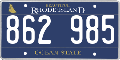 RI license plate 862985