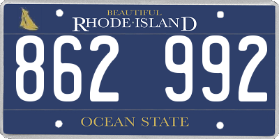 RI license plate 862992