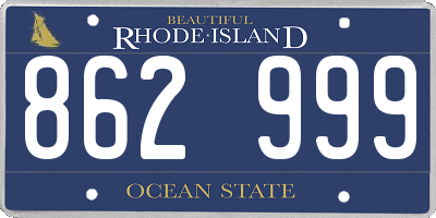 RI license plate 862999