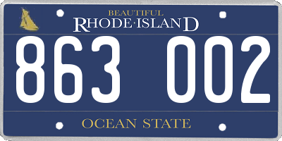 RI license plate 863002
