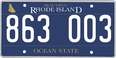 RI license plate 863003