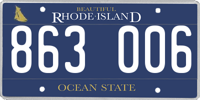 RI license plate 863006