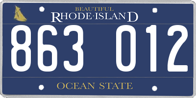 RI license plate 863012