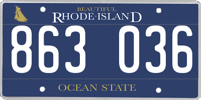 RI license plate 863036