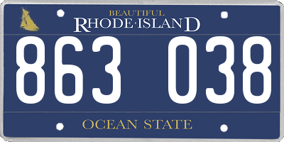 RI license plate 863038