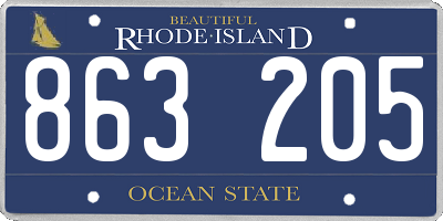 RI license plate 863205