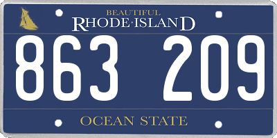 RI license plate 863209