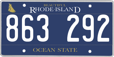 RI license plate 863292