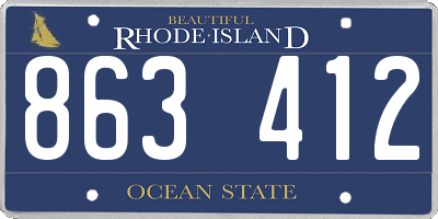 RI license plate 863412