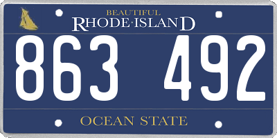 RI license plate 863492