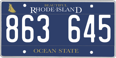 RI license plate 863645