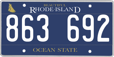 RI license plate 863692