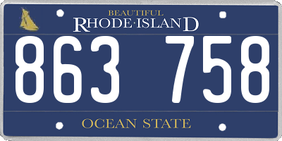 RI license plate 863758