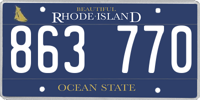 RI license plate 863770