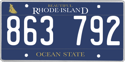 RI license plate 863792