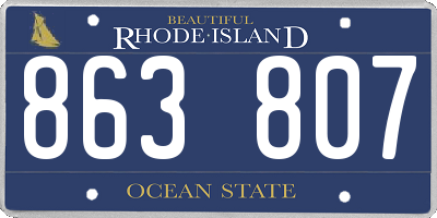 RI license plate 863807