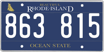 RI license plate 863815