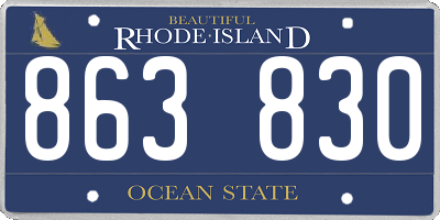RI license plate 863830
