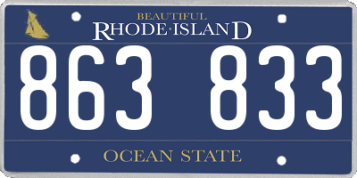 RI license plate 863833