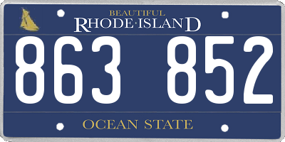RI license plate 863852