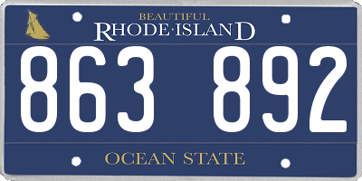 RI license plate 863892