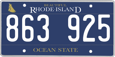 RI license plate 863925