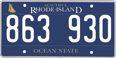 RI license plate 863930