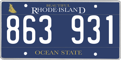 RI license plate 863931