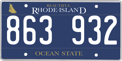 RI license plate 863932