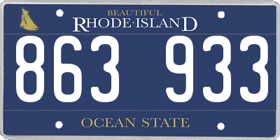 RI license plate 863933